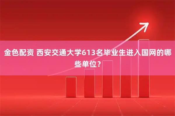 金色配资 西安交通大学613名毕业生进入国网的哪些单位？
