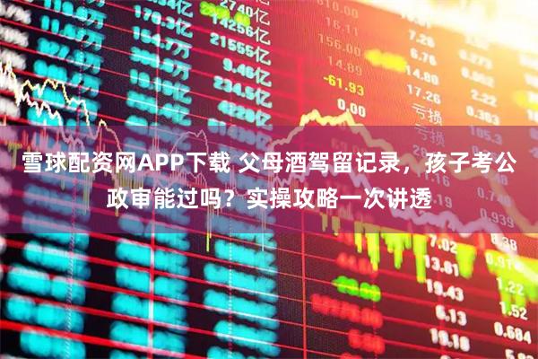 雪球配资网APP下载 父母酒驾留记录，孩子考公政审能过吗？实操攻略一次讲透